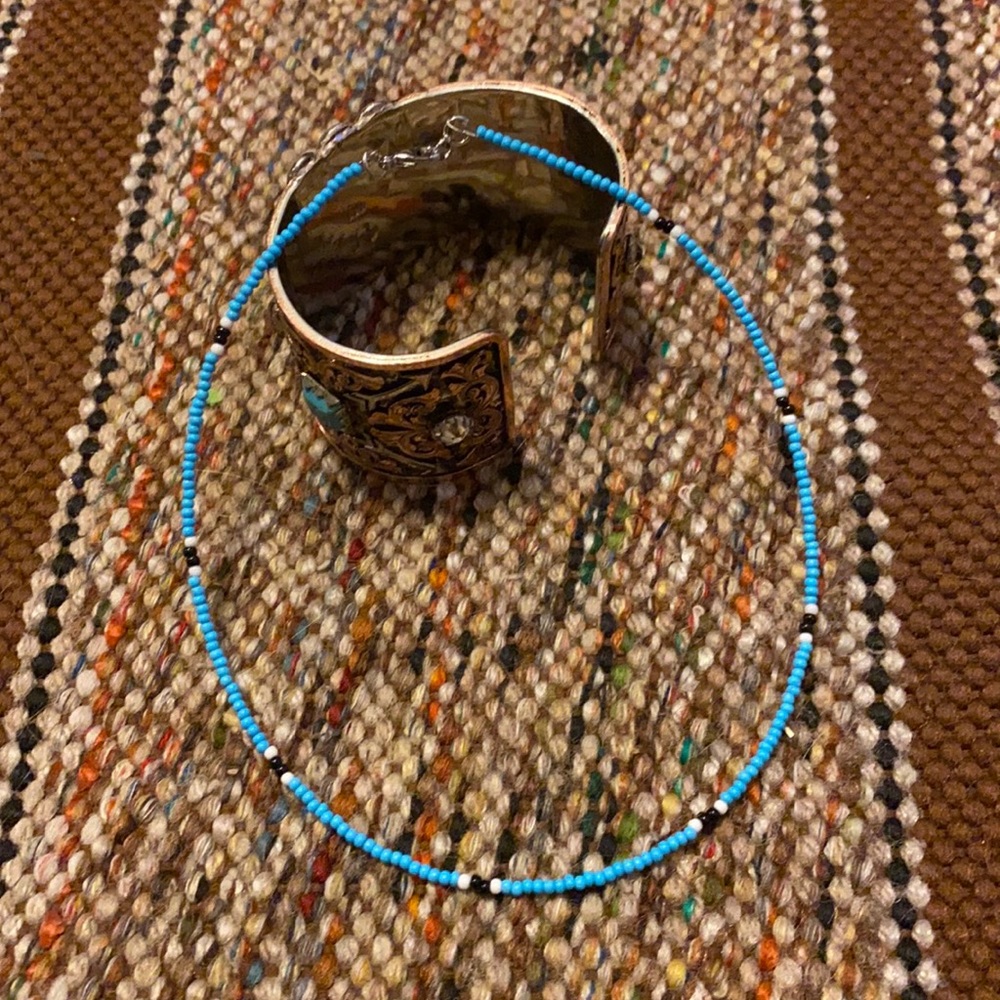 Blue beaded choker